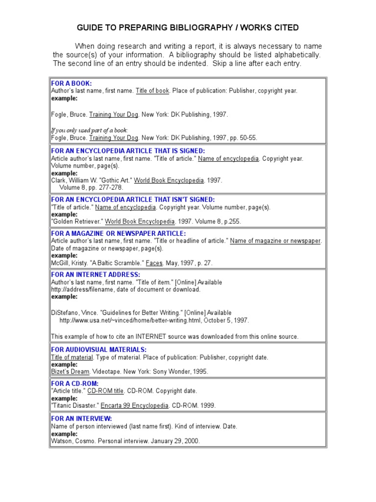 Suggested Bibliography Format | PDF