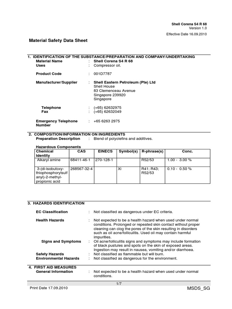 Corena S4 P68 | PDF | Personal Protective Equipment | Toxicity