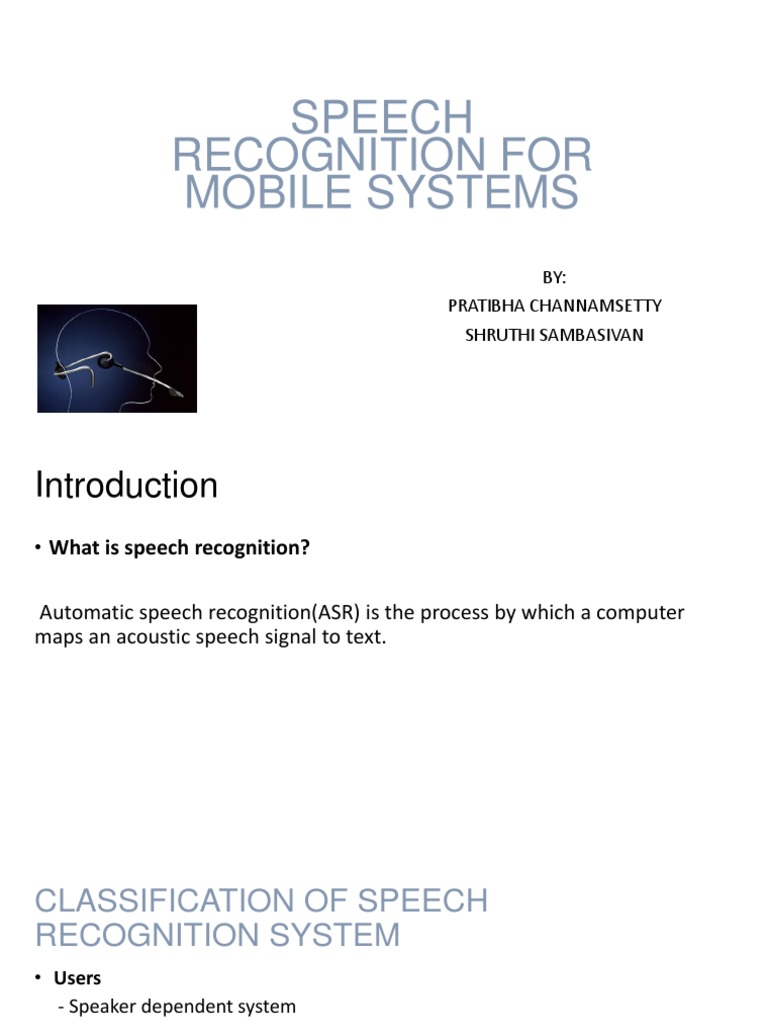 Mobile Speech Recognition Overview | PDF | Speech Recognition | Cloud ...