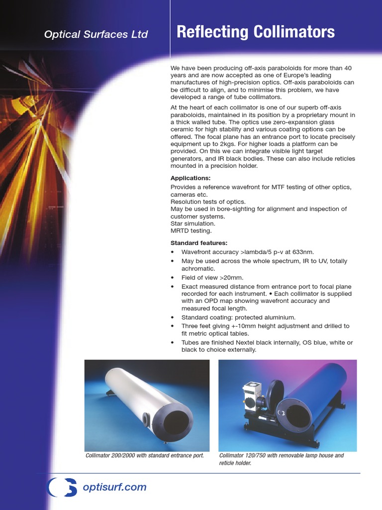 High-Precision Reflecting Collimators | PDF | Optics | Atomic