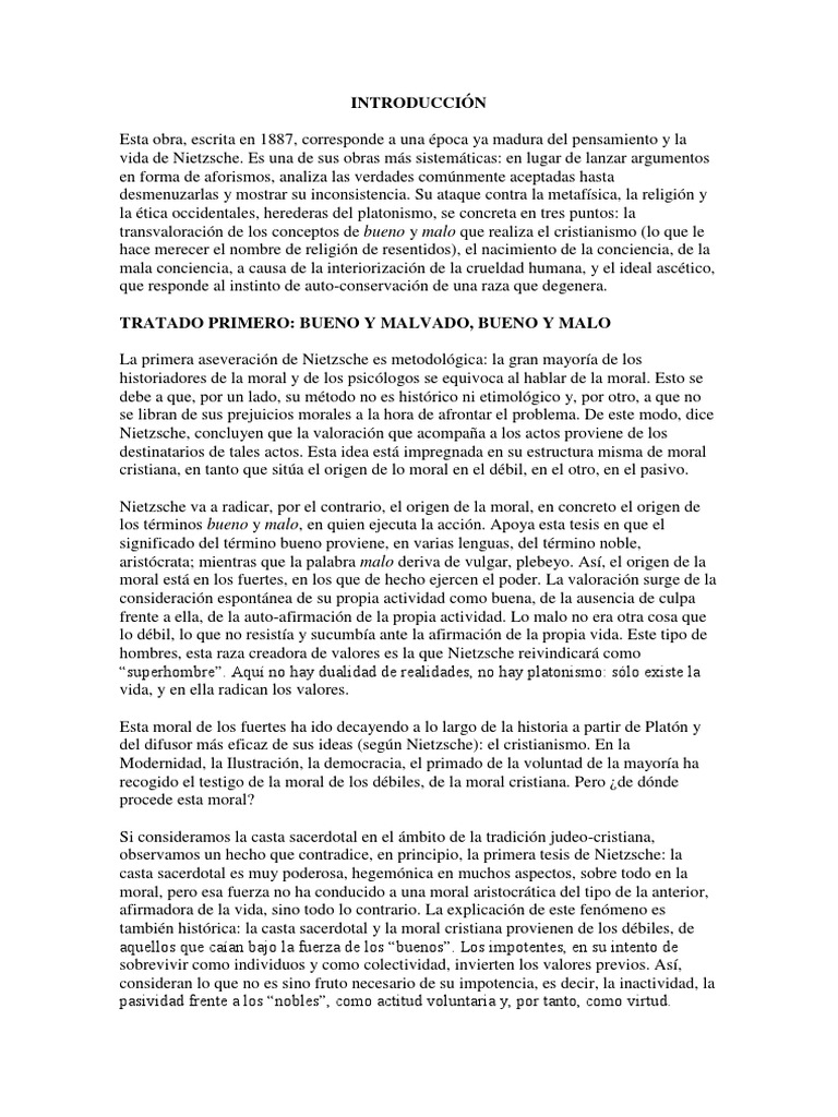 Resumen. Genealogía de La Moral Friedrich Nietzsche