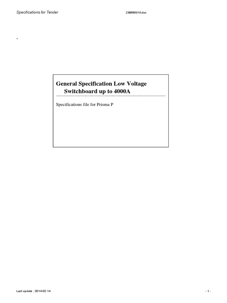Low Voltage Switchboard Specifications | PDF | Electrical Wiring ...