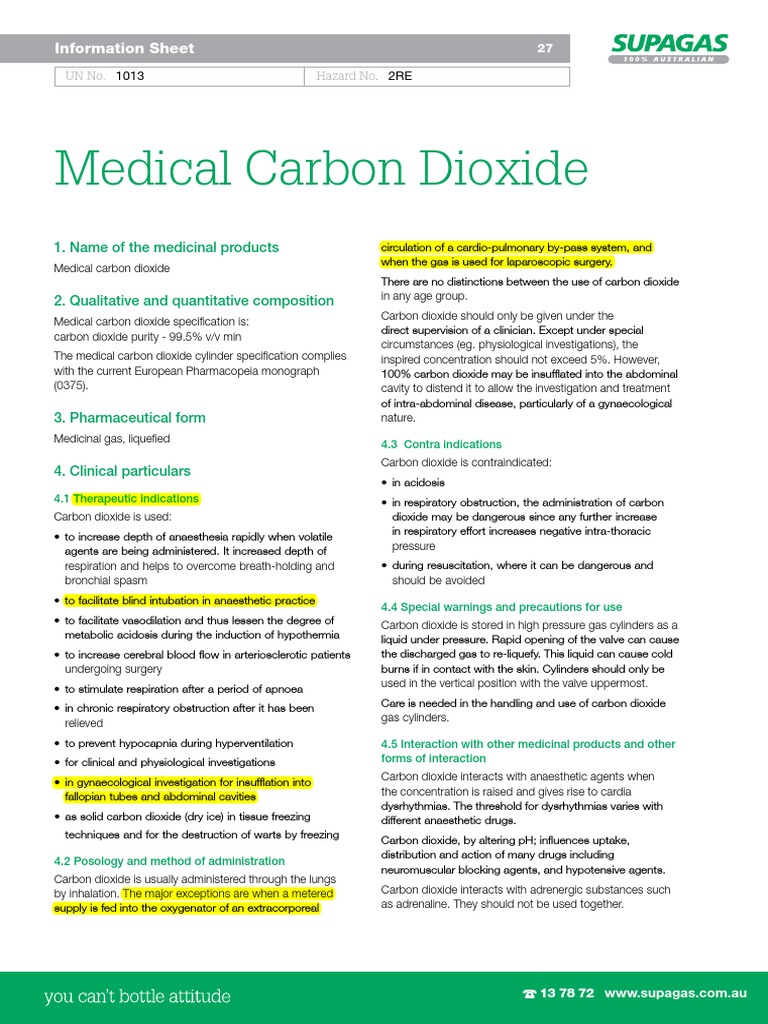 MSDS Medical Carbon Dioxide Breathing Carbon Dioxide