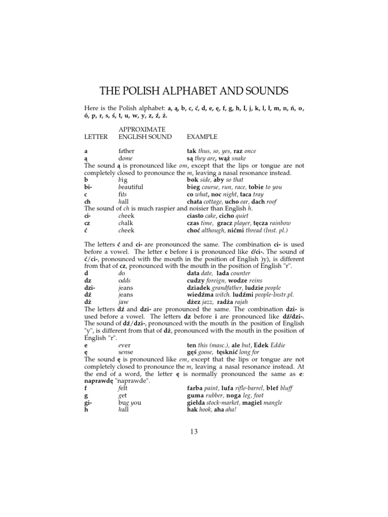 Polish Alphabet and Pronunciation Guide | PDF