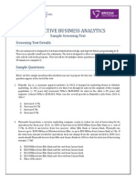 Predictive Business Analytics: Sample Screening Test Screening Test Details