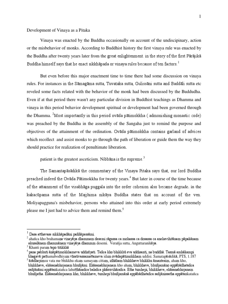 Development of Vinaya As A Pitaka | PDF | Bhikkhu | Gautama Buddha