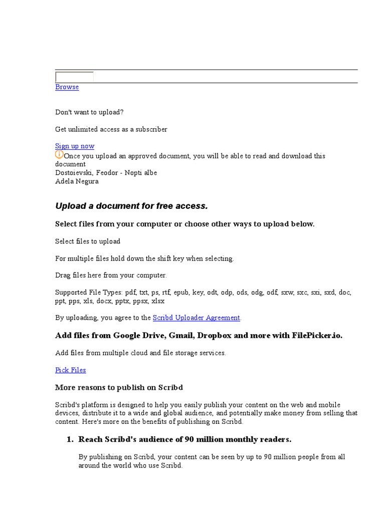 Scribd: Publish & Access Content | PDF | Scribd | Web Page
