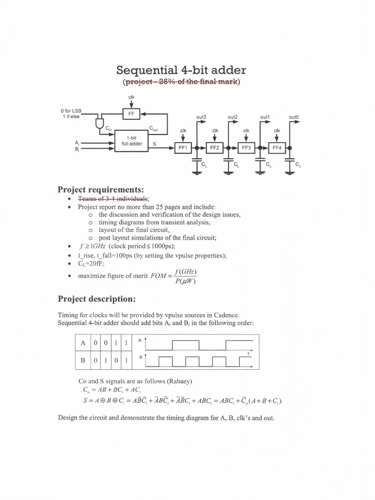 4-Bit Sequential Adder Project Guide | PDF