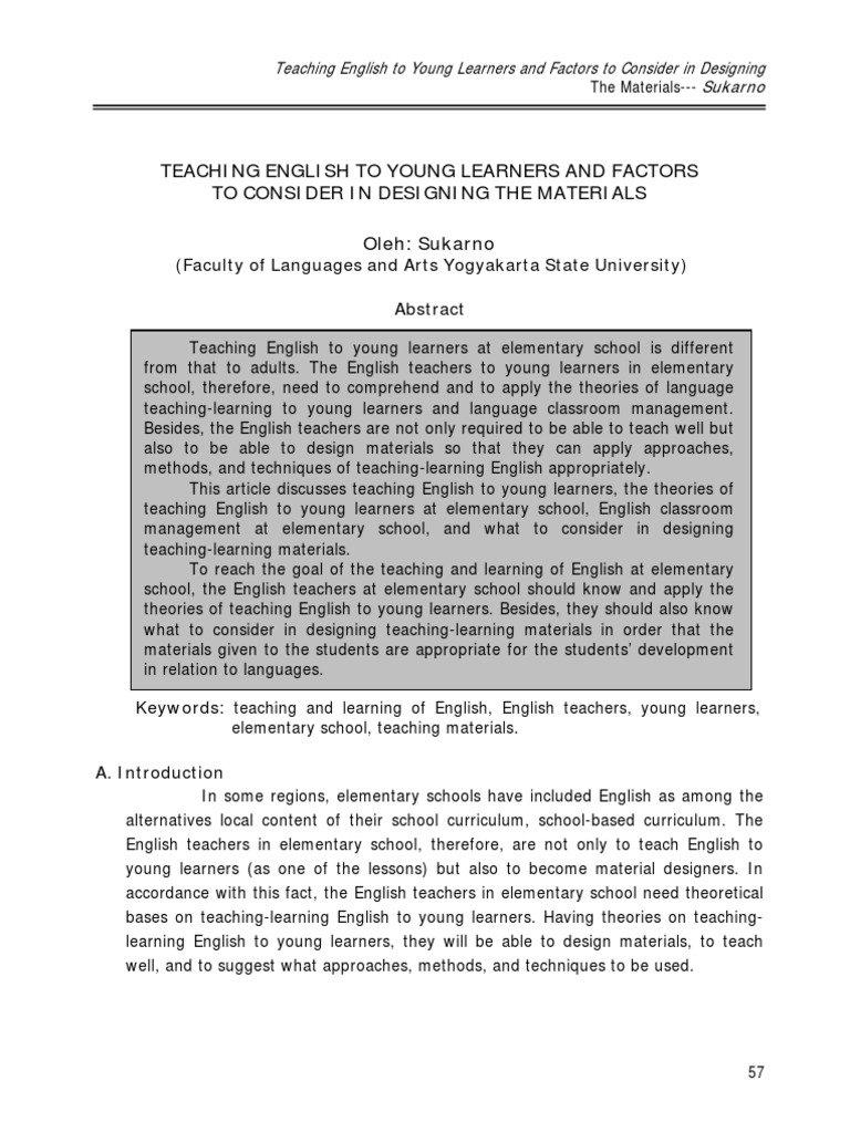 Designing English Materials for Young Learners | PDF | Language ...