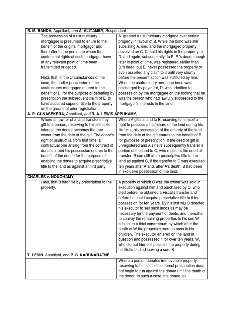 Prescription Ordinance Cases Sri Lanka PDF Mortgage Law Social