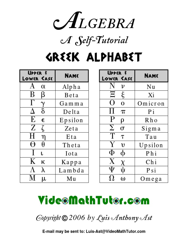 Algebra GreekAlphabet | PDF
