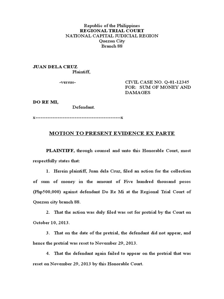 Motion for Ex Parte Evidence Submission | PDF