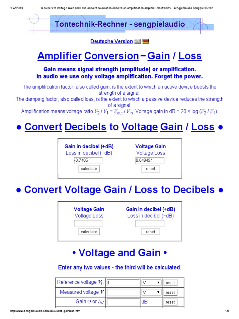 Decibel Conversion for Voltage Gain | PDF | Decibel | Amplifier