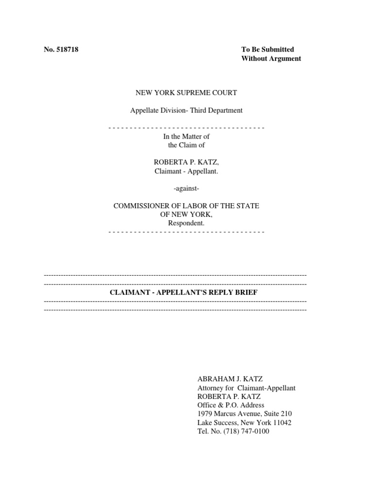 Claimant #39 s Reply Brief PDF Unemployment Benefits Employment