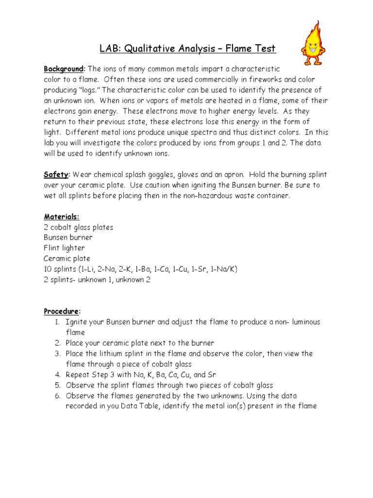Flame Test Lab for Metal Ion Identification | PDF