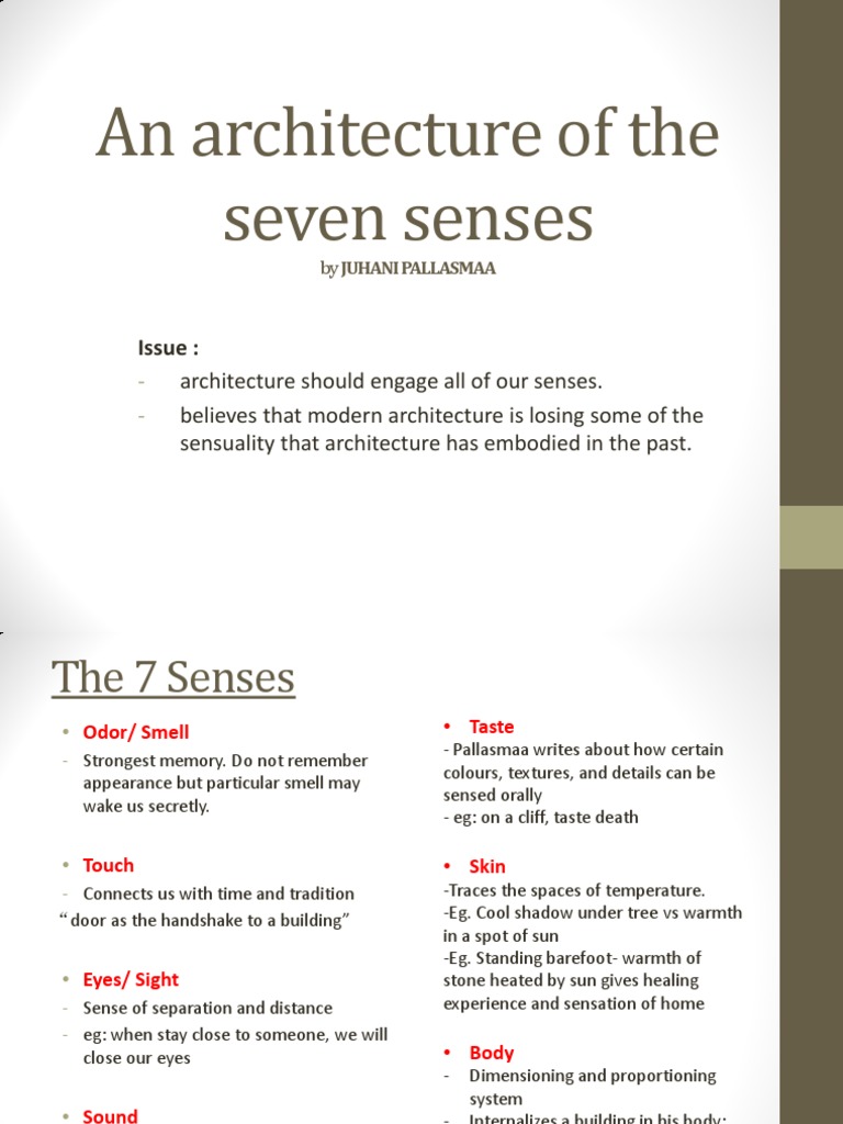 Synopsis An Architecture Of The Seven Senses Senses Neuropsychological Assessment