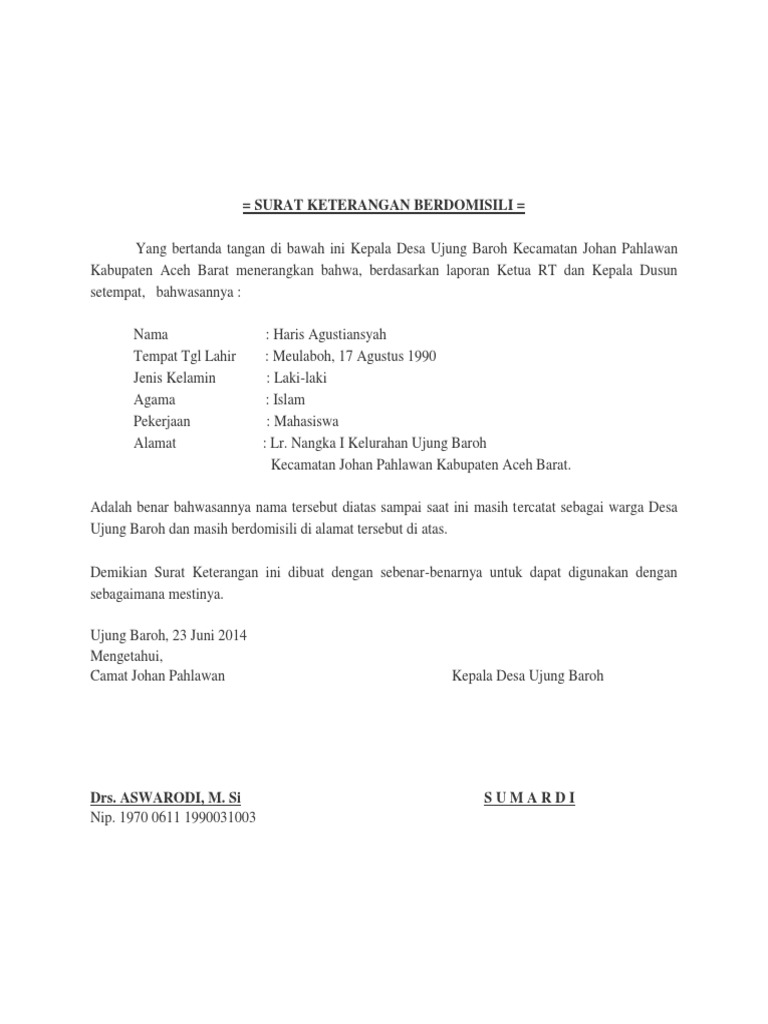 Surat Keterangan Domisili