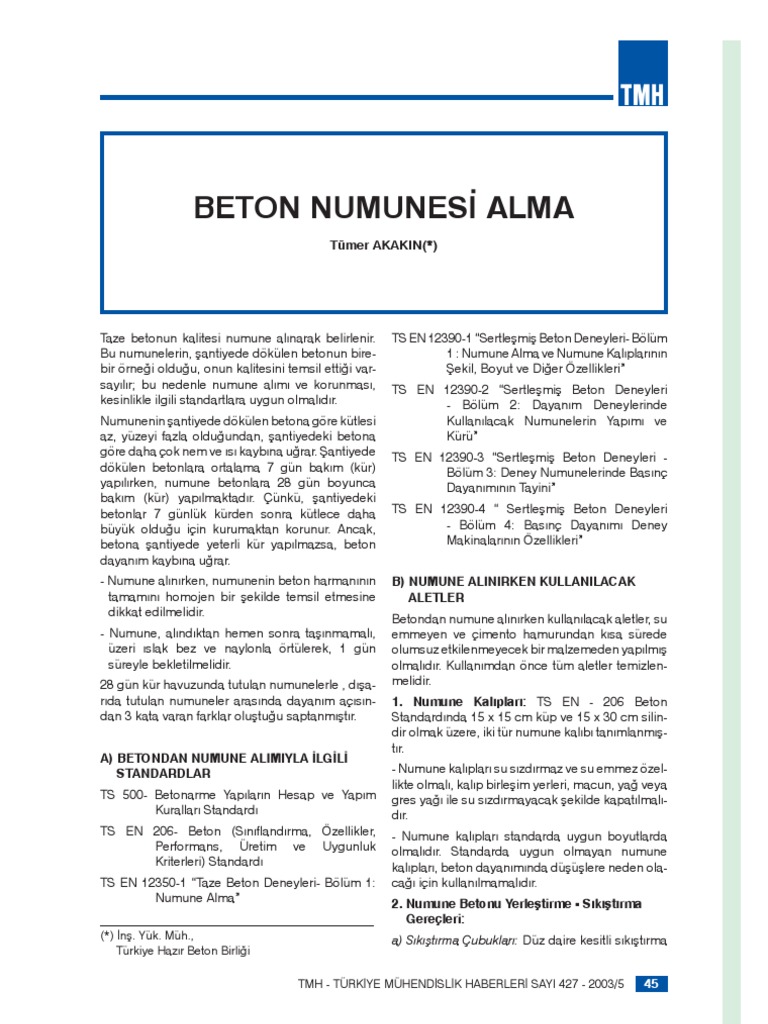 BETON NUMUNESI ALMA Tumer AKAKIN | PDF