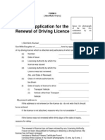 Form of Application For The Renewal of Driving Licence