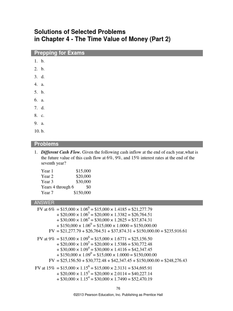 Solutions of Selected Problems in Chapter 4 The Time Value of Money