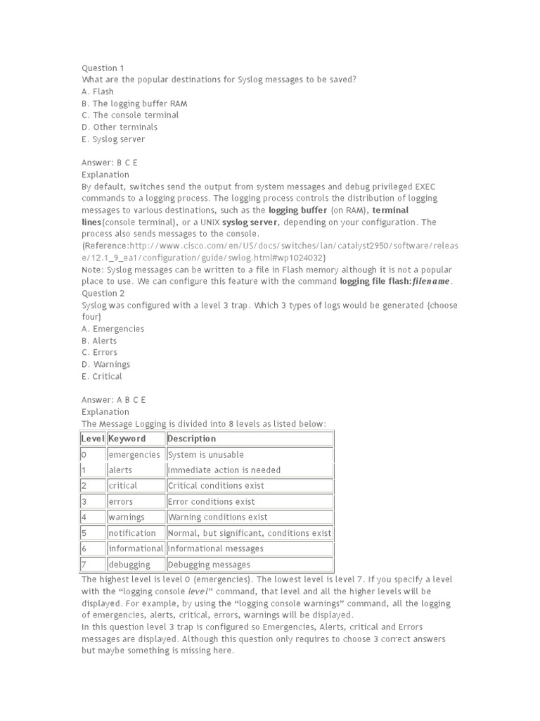 Syslog Message Logging Explained | PDF | Command Line Interface ...