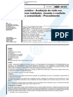 NBR 10151-2000 Acústica Avaliação Do Ruído Em Áreas Habitadas Visando o Conforto Da Comunidade - Procedimento