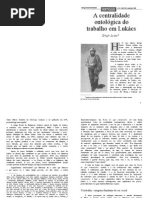 A Centralidade Ontologica Do Trabalho Em Lukacs