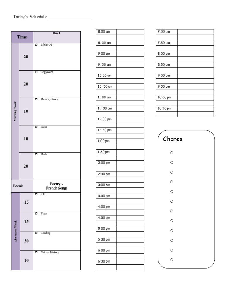 Daily Educational Schedule Overview | PDF