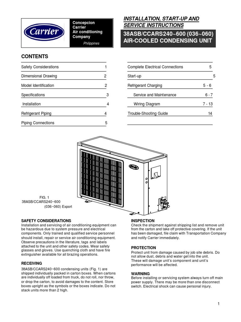 3 5 Tr Carrier Specs And Installation Manual Air Conditioning Inductor