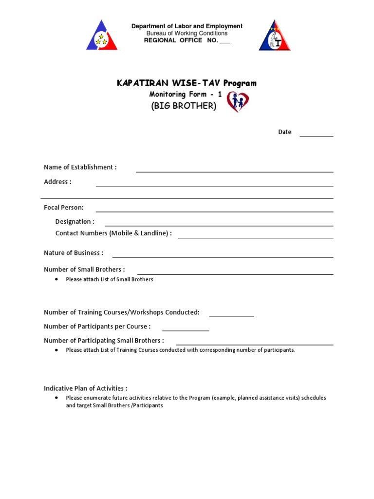 Big Brother Monitoring Form | PDF