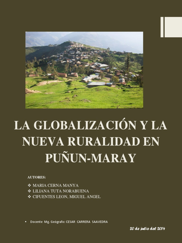 Globalización y Nueva Ruralidad en Puñun - Maray | PDF | Área rural ...