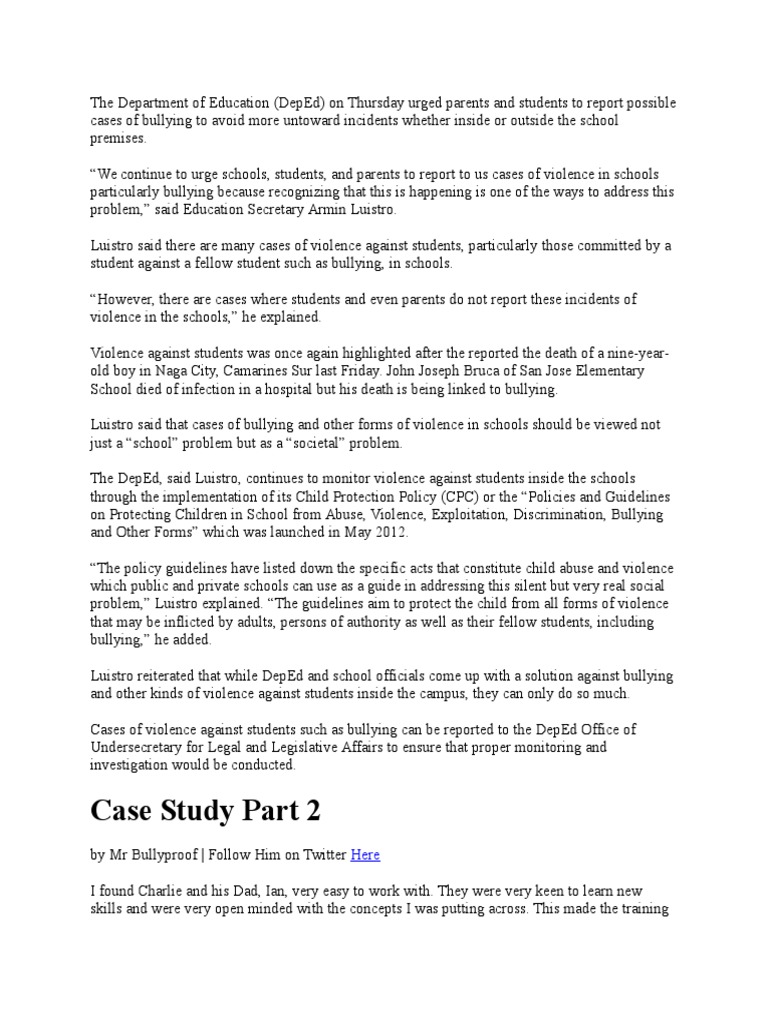 Bullying in The Philippines PDF Bullying Cyberbullying