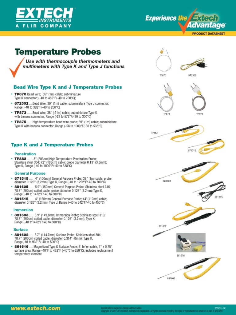 Temperature Probes: Use With Thermocouple Thermometers and Multimeters ...