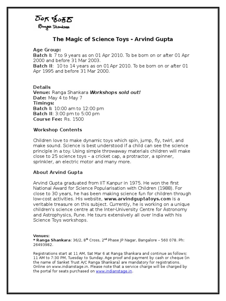 Magic of Science Toys Arvind Gupta PDF