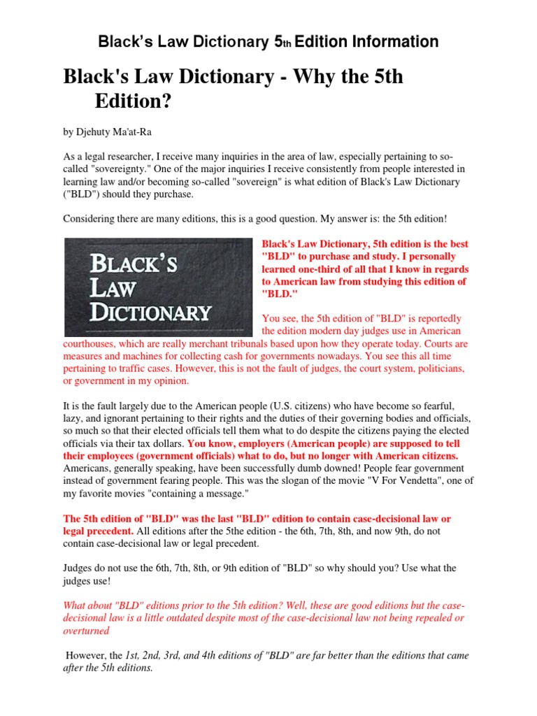 Blacks Law Dictionary 5th Edition Info Precedent The United States