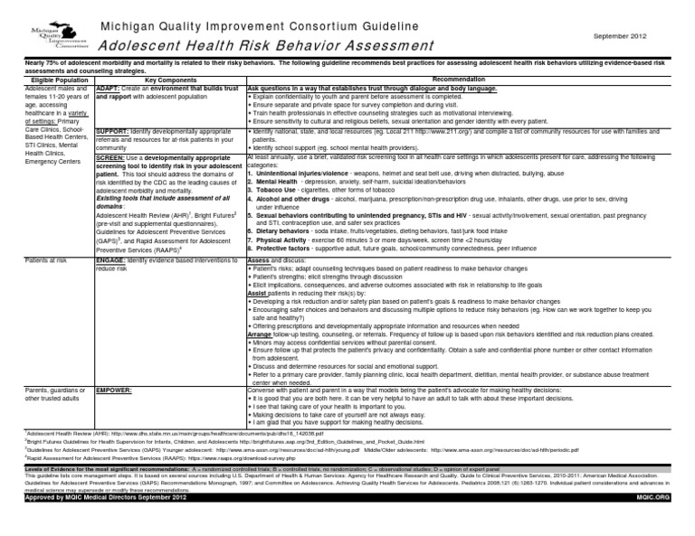 Adolescent Health Risk Behavior Assessment Pdf Substance Abuse