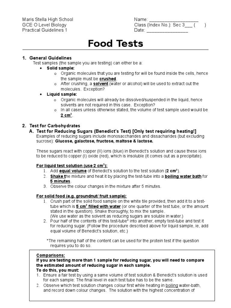 08 PW Food Tests Guide | PDF | Solution | Chemical Substances