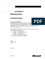 Monitoring Plan Customer Name: Directions For Using Template