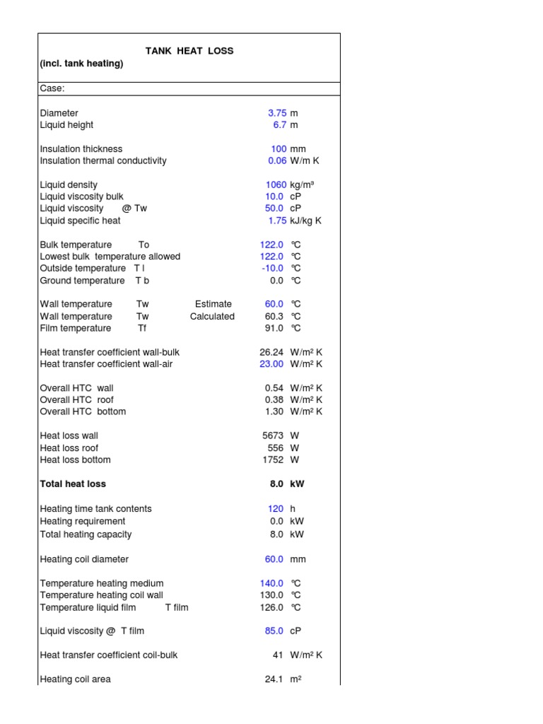 Tank Heat Loss (Incl. Tank Heating) | PDF | Heat Transfer | Thermal ...