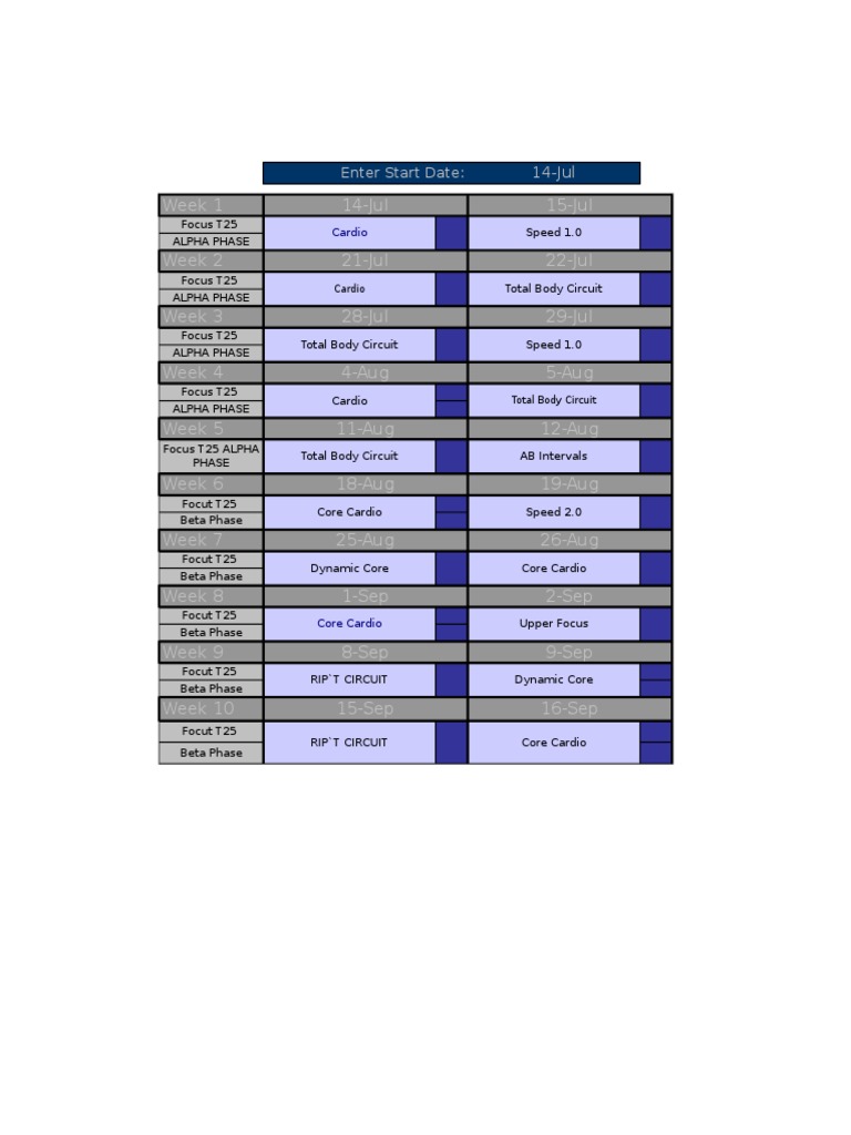 Focus T 25 Enter Start Date PDF
