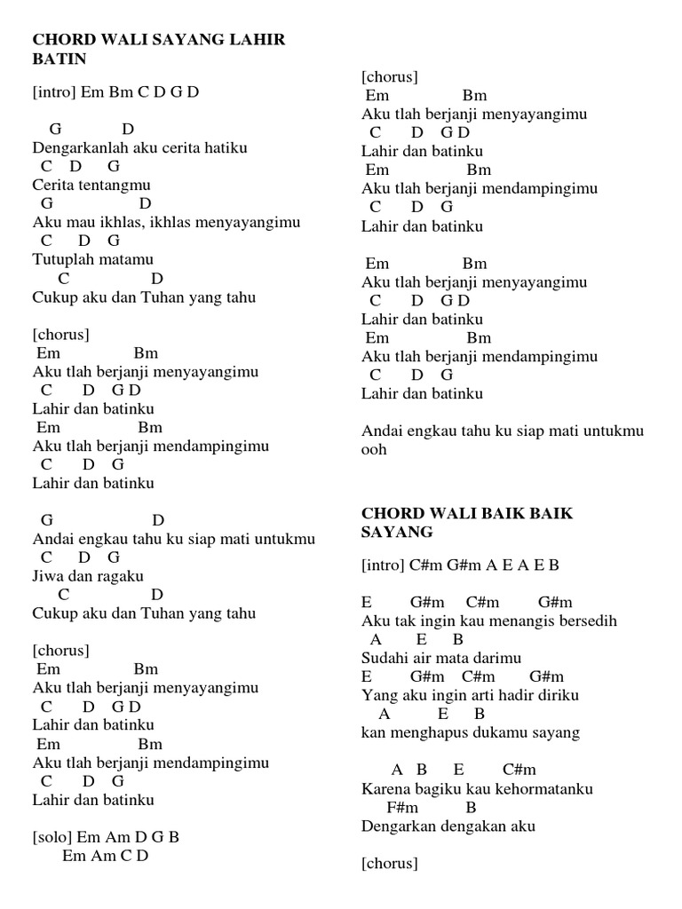 Chord Wali Doaku Untukmu Sayang Tebak Gambar