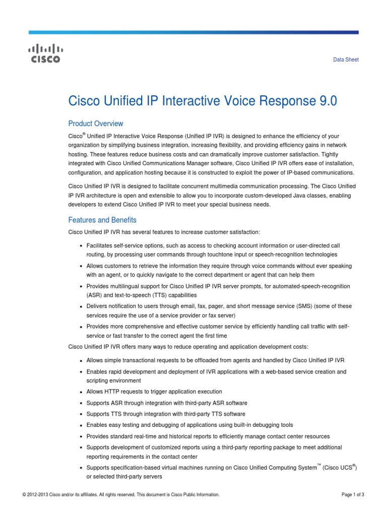 Cisco Unified IP Interactive Voice Response 9.0: Product Overview | PDF ...