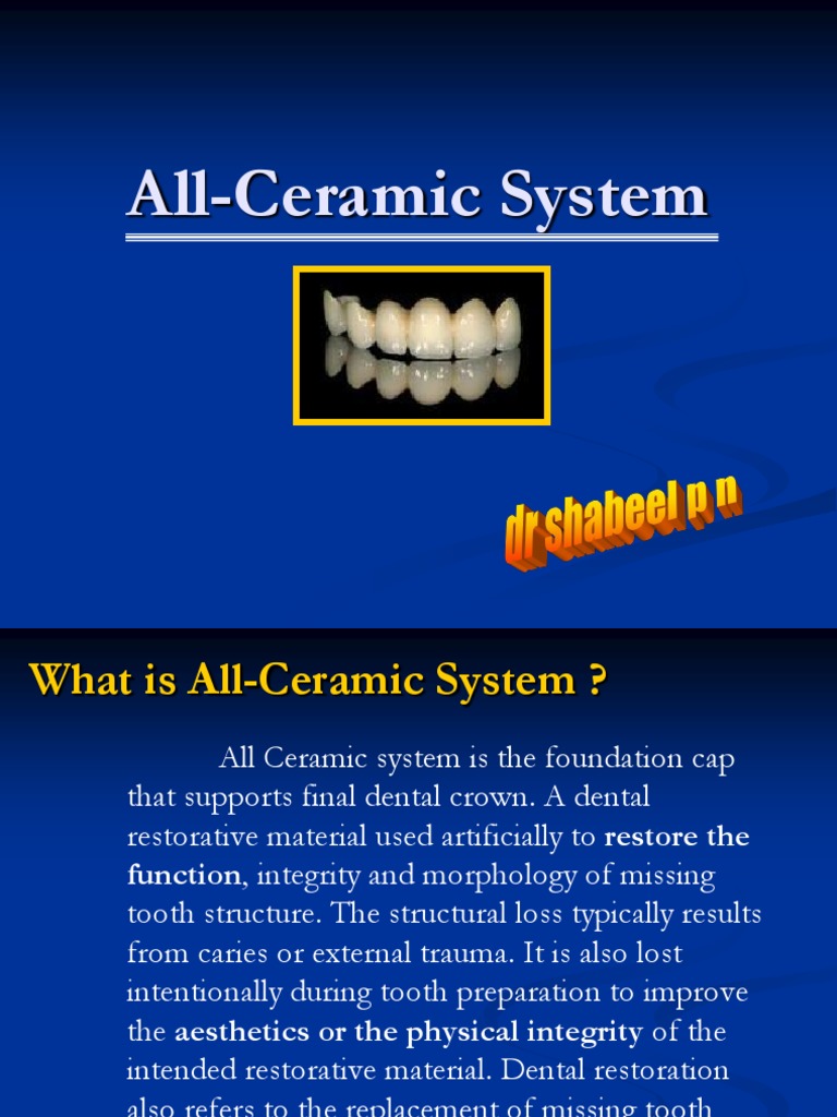 All Ceramic System Used in Dentistry PDF Ceramics Crystalline Solids