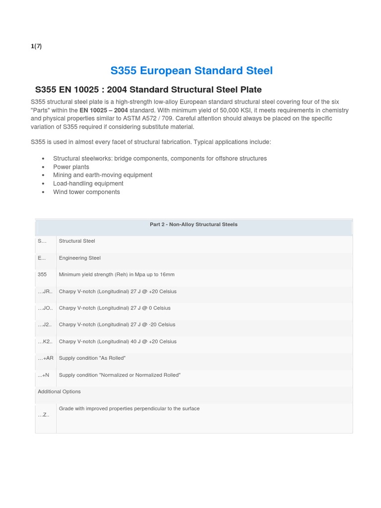 S355 Structural Steel Specifications | PDF | Structural Steel | Steel