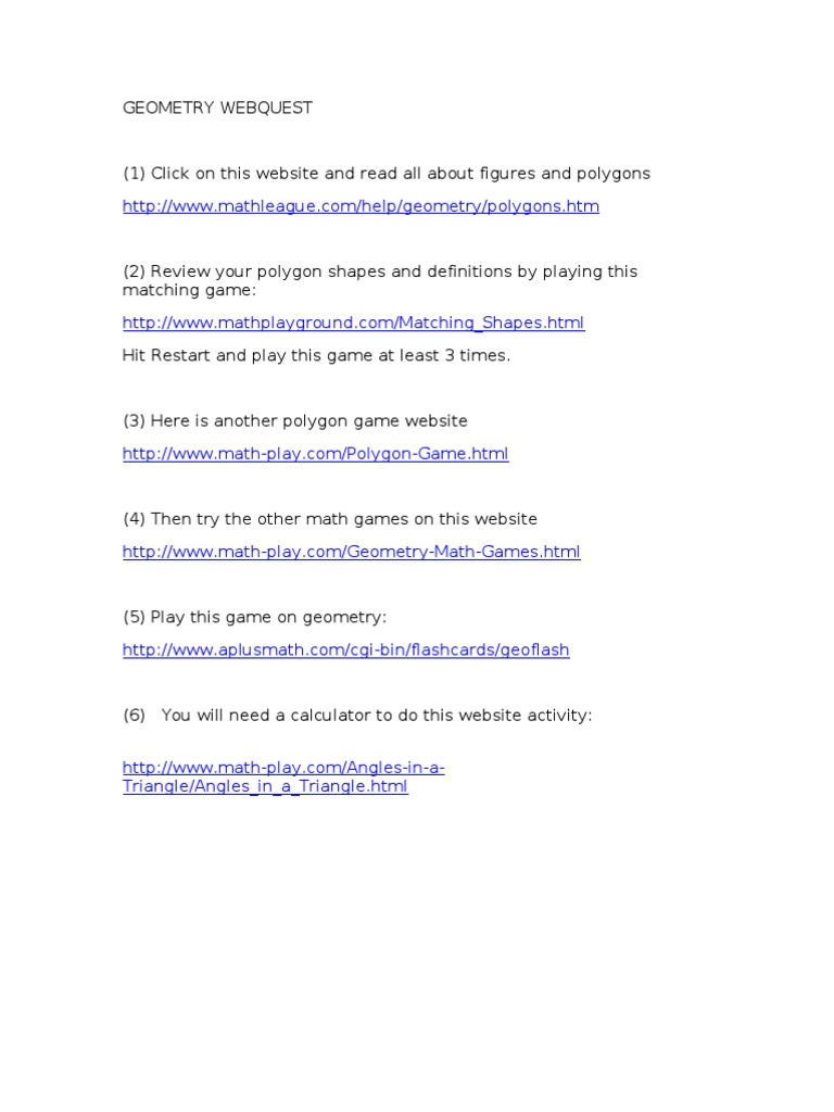 Geometry Webquest | PDF