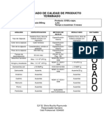 Certificado de Calidad de Producto Terminado 0 Meses