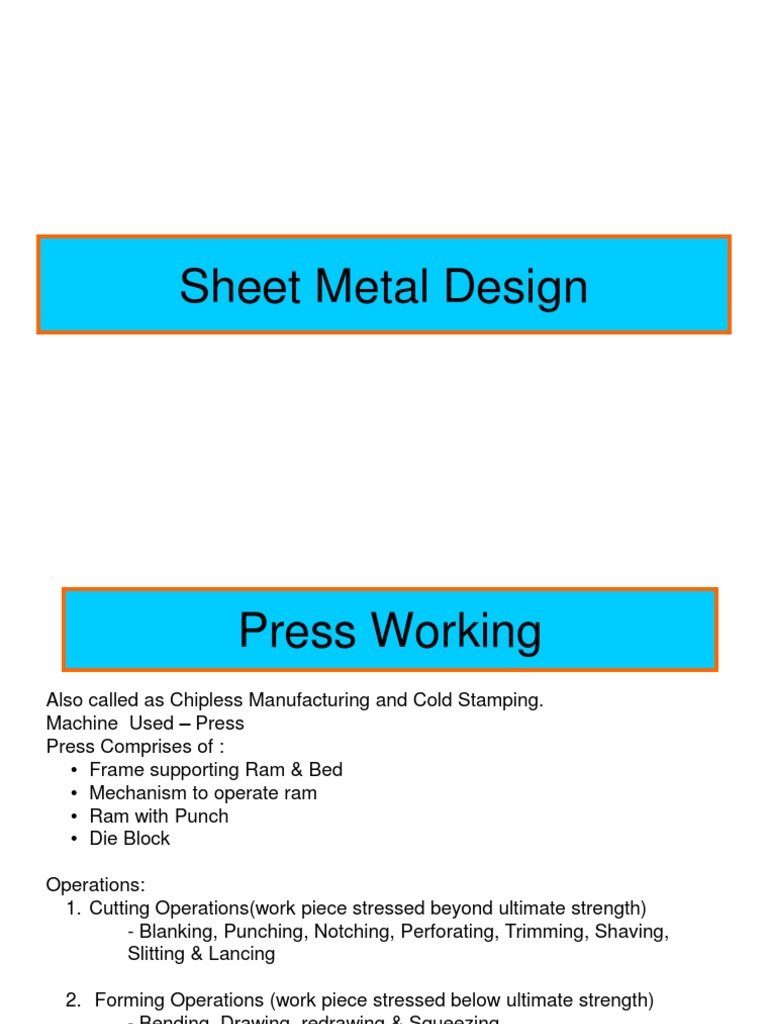 Sheet Metal Design Sheet Metal Procedural Knowledge