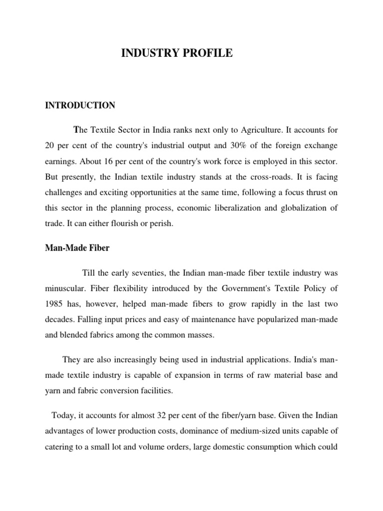 Indian Cotton Textile Industry Overview | PDF | Technology & Engineering