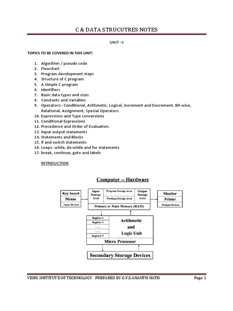 C Programming and Data Structures Notes | PDF | Technology & Engineering