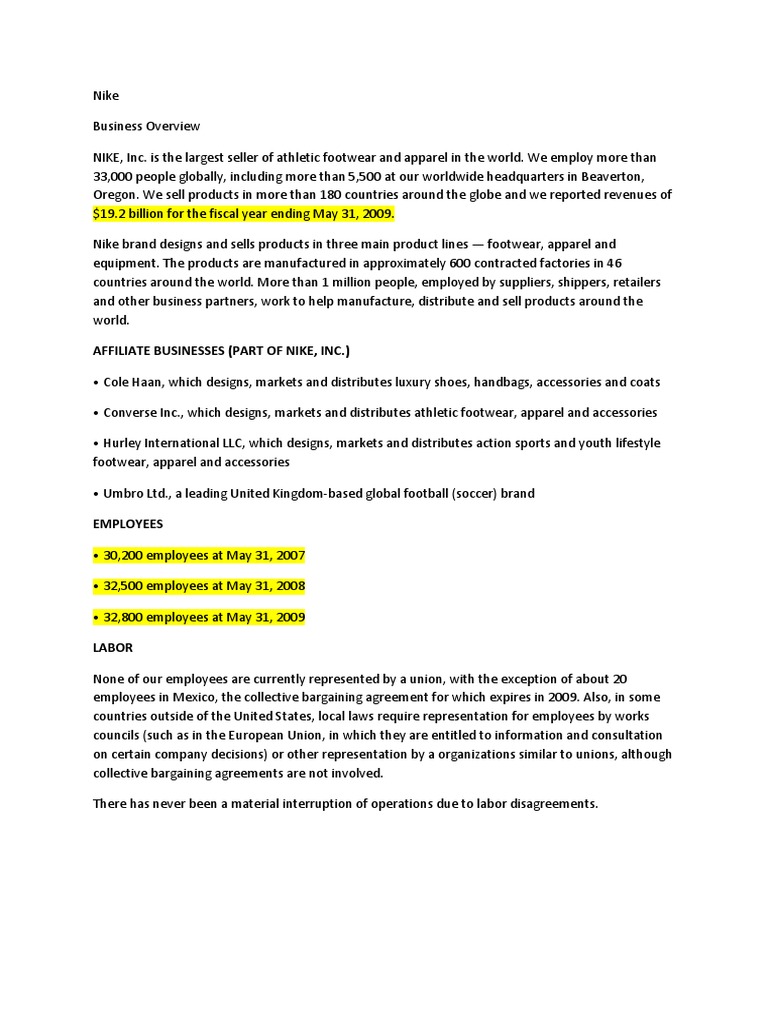 HR Policies of Nike Employment Nike